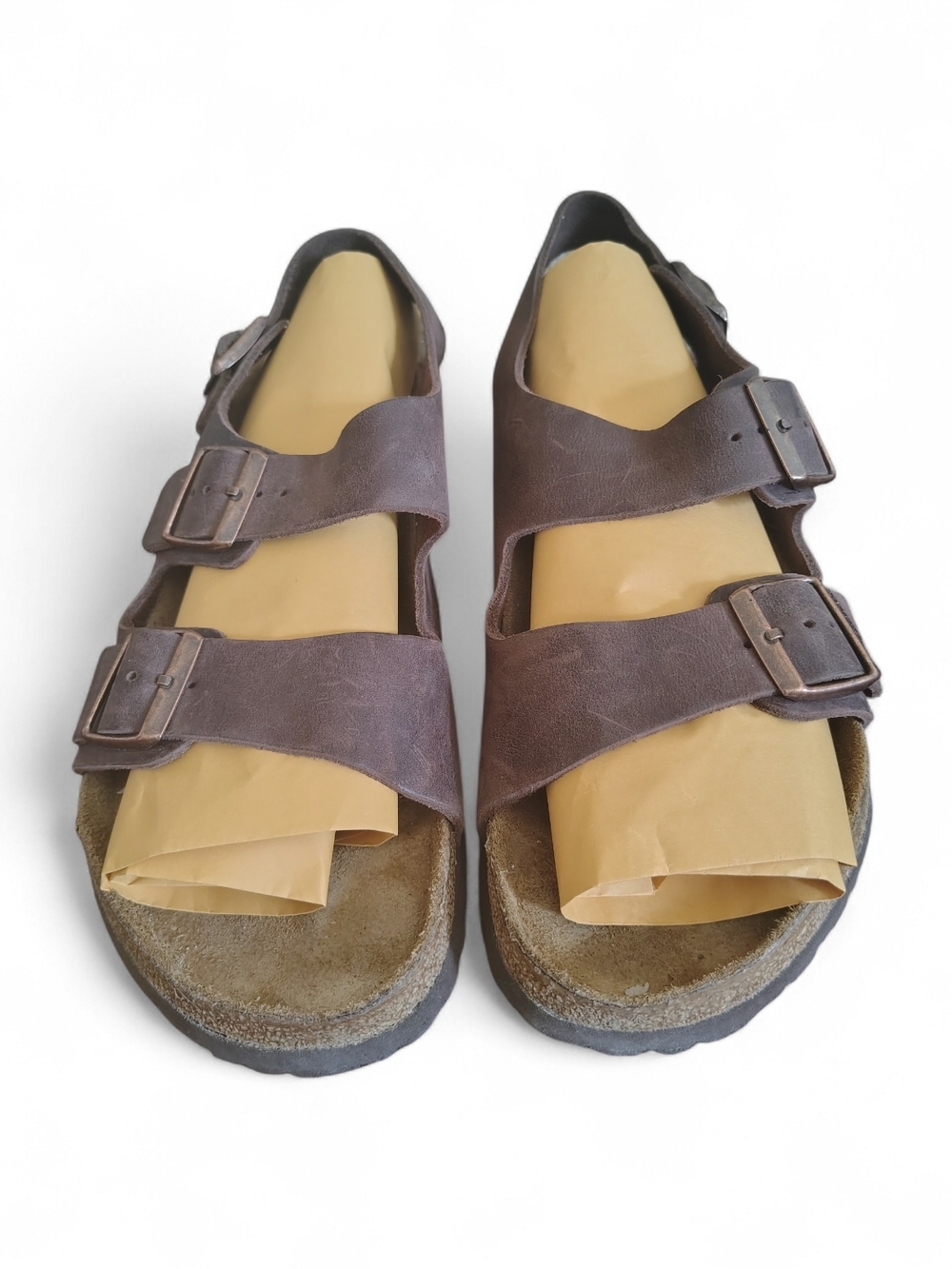 Birkenstock Milano Unisex Leather Sandal In Dark Brown, Size 44